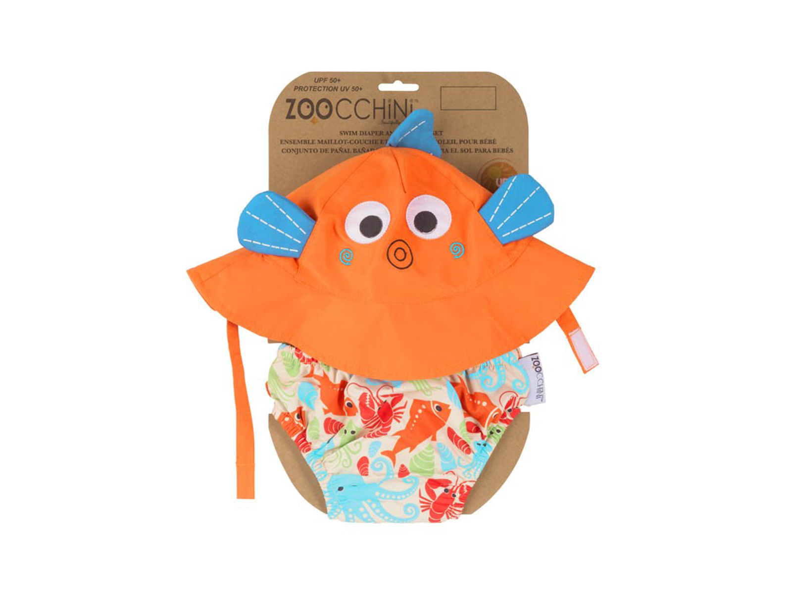 Zoocchini Baby Set mit Badewindel und Sonnenhut Fisch 3-6 Monate