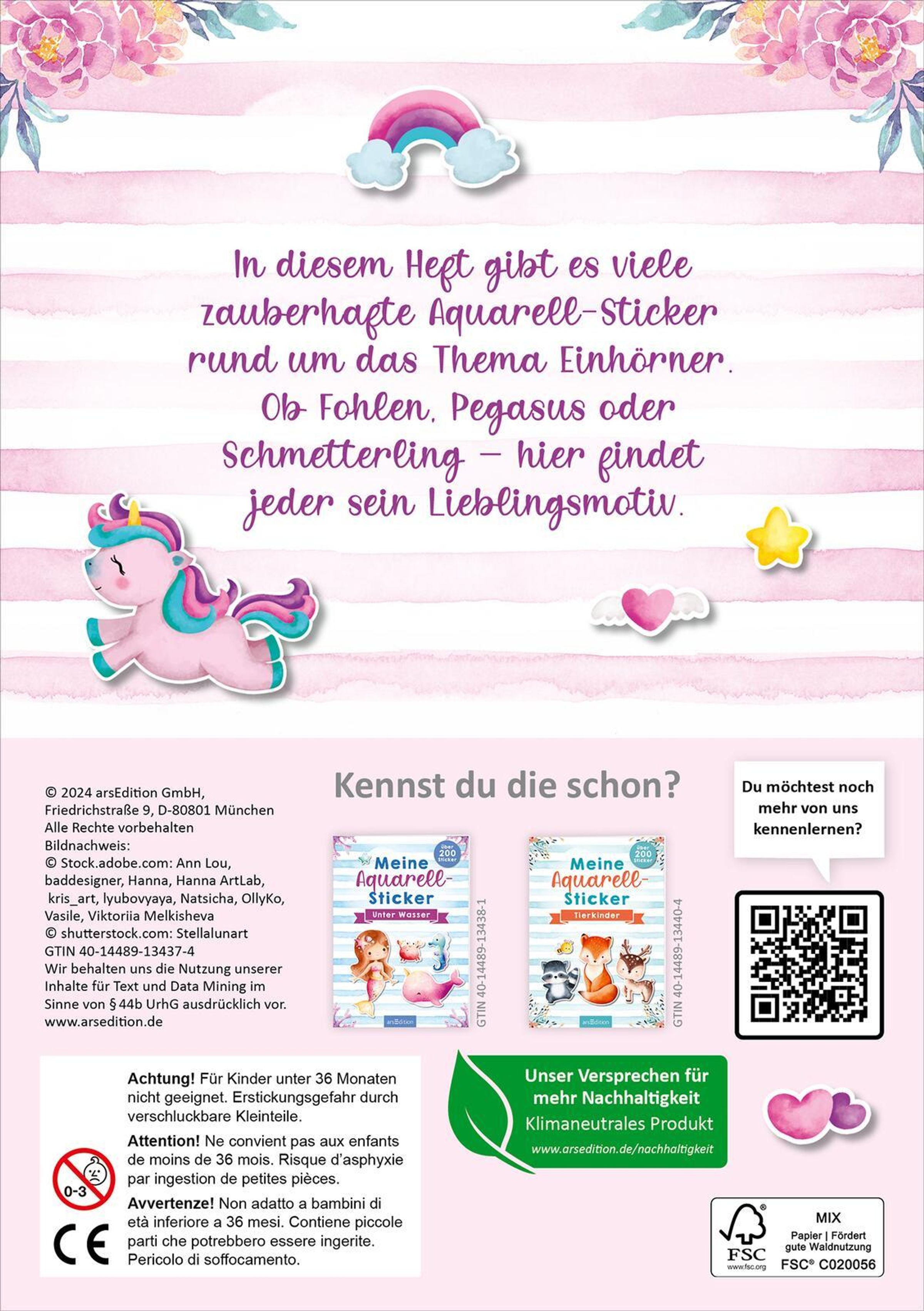 Meine Aquarell Sticker mit über 200 Sticker Einhörner