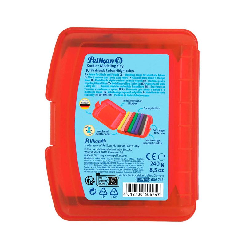 Pelikan Knete Knetmasse Creaplast 14 Stangen 10 Farben Rote Box