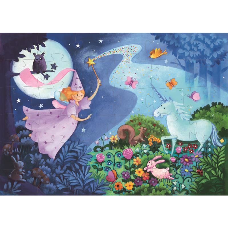 Djeco Kinder-Puzzle Die Fee und das Einhorn - 36 Teile