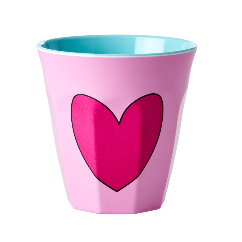 Elfenstall Rice Becher mit Wunsch-Namen personalisiert Medium Herz pink