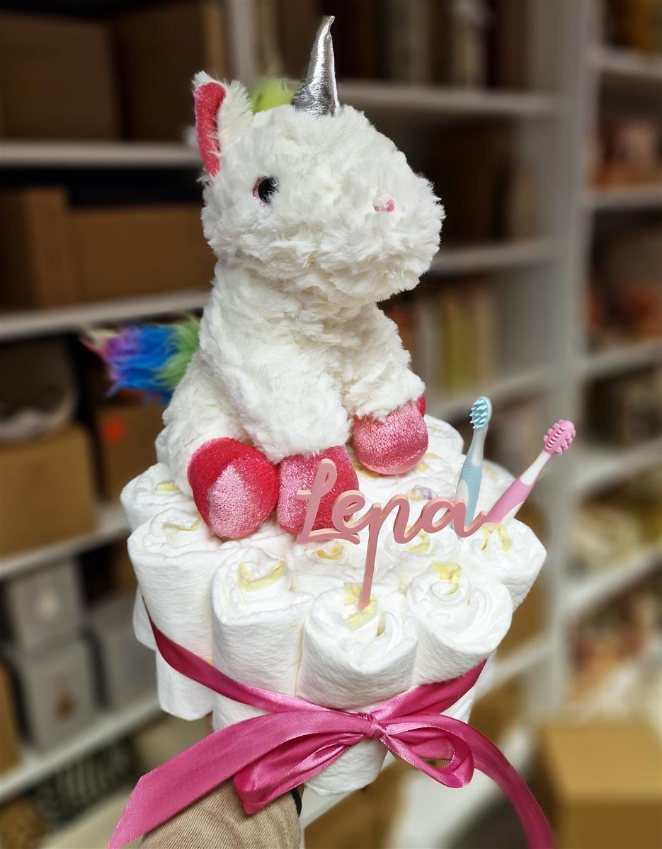 Elfenstall Windeltorte Pamperstorte mit Spielzeug Einhorn Elfenstall Windeltorte Pamperstorte mit Spielzeug Einhorn