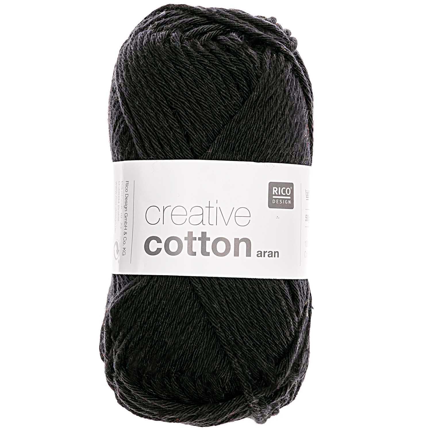Rico Design Creative Cotton aran Wolle 50g Farbe 090 Schwarz Rico Design Creative Cotton aran Wolle 50g Farbe 090 Schwarz