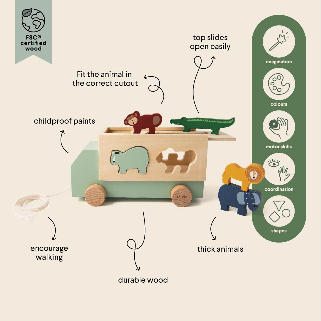 Trixie Baby Holz-LKW Hinterherzieh-Auto mit Steckbox Tiere Trixie Baby Holz-LKW Hinterherzieh-Auto mit Steckbox Tiere