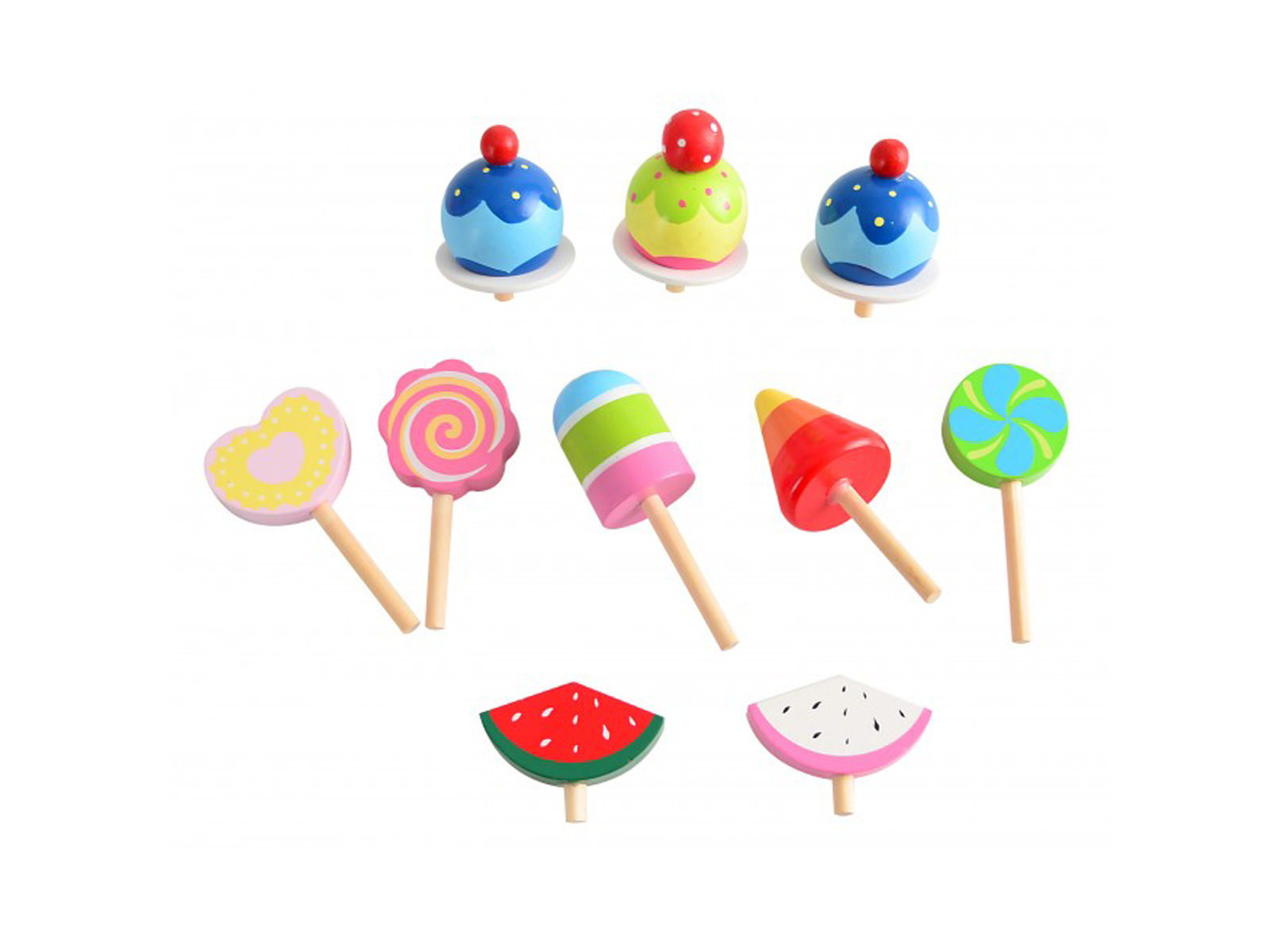 Magni Kuchen-Etagere 10 Leckereien Törtchen Früchten Eis am Stiel Holz