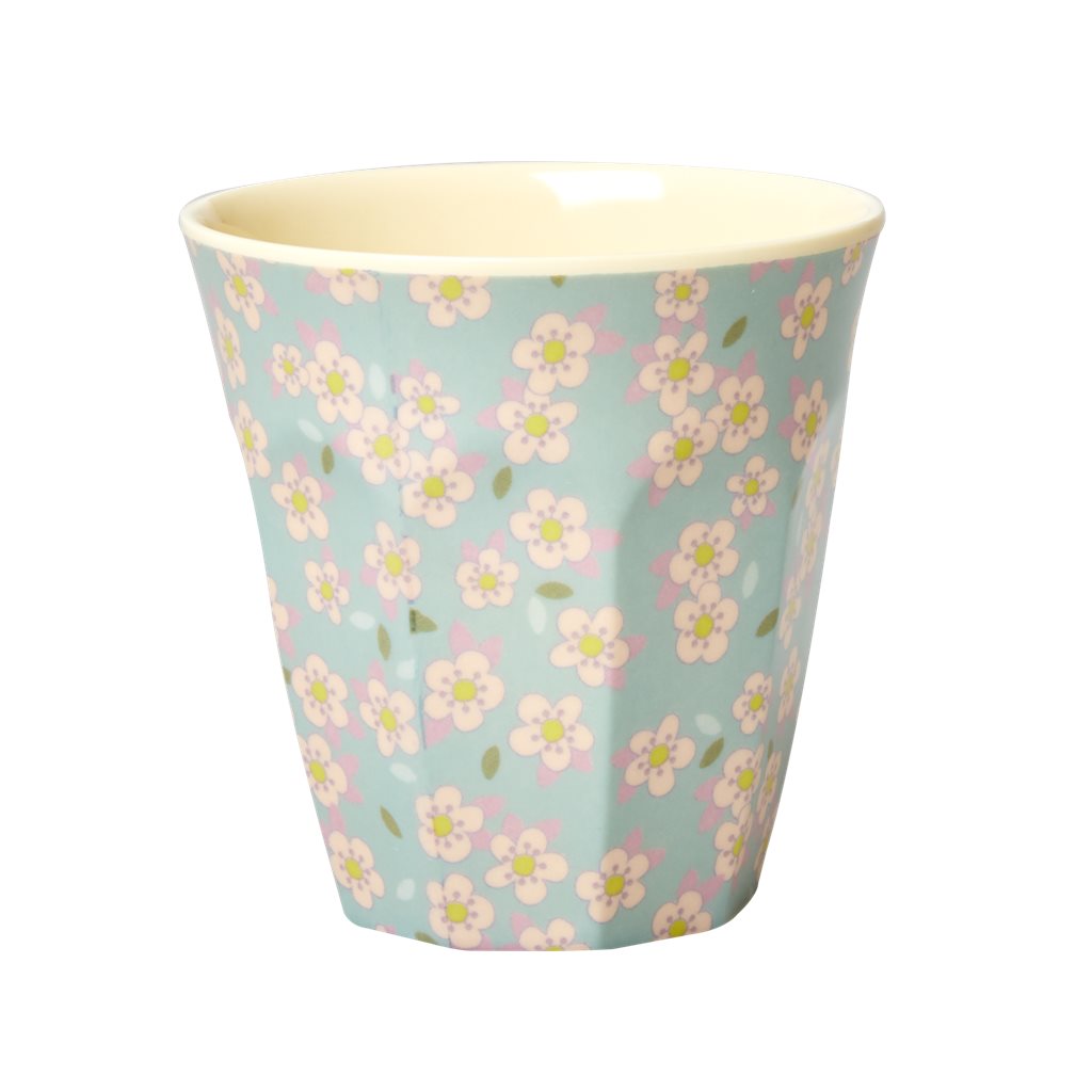 Elfenstall Rice Becher mit Wunsch-Namen personalisiert Medium Blumen Blau