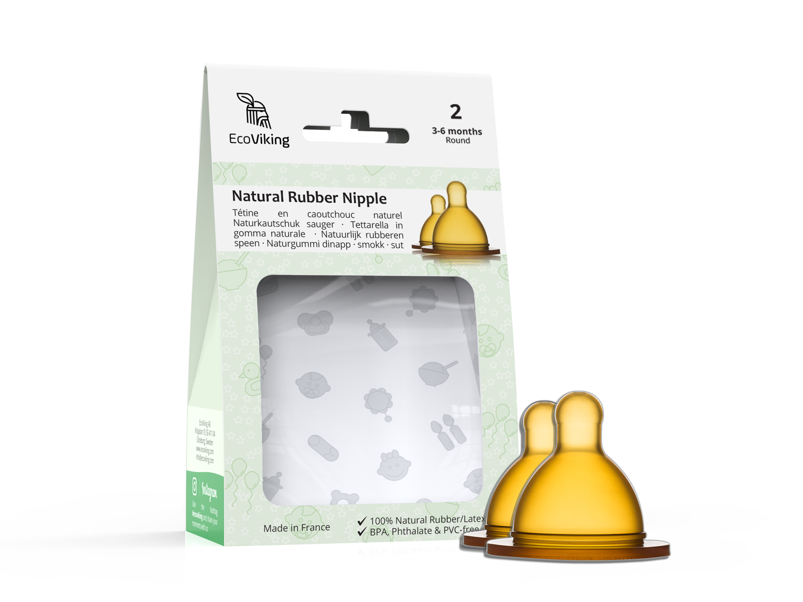 EcoViking Weithals Ersatzsauger aus Kautschuk 0+ Monate