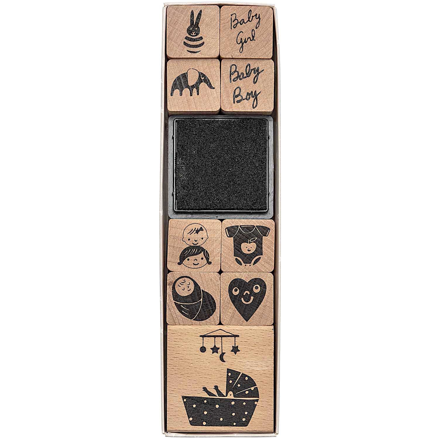 Rico Design Stempelset Hello Baby 9 Stempel inklusive Stempelkissen