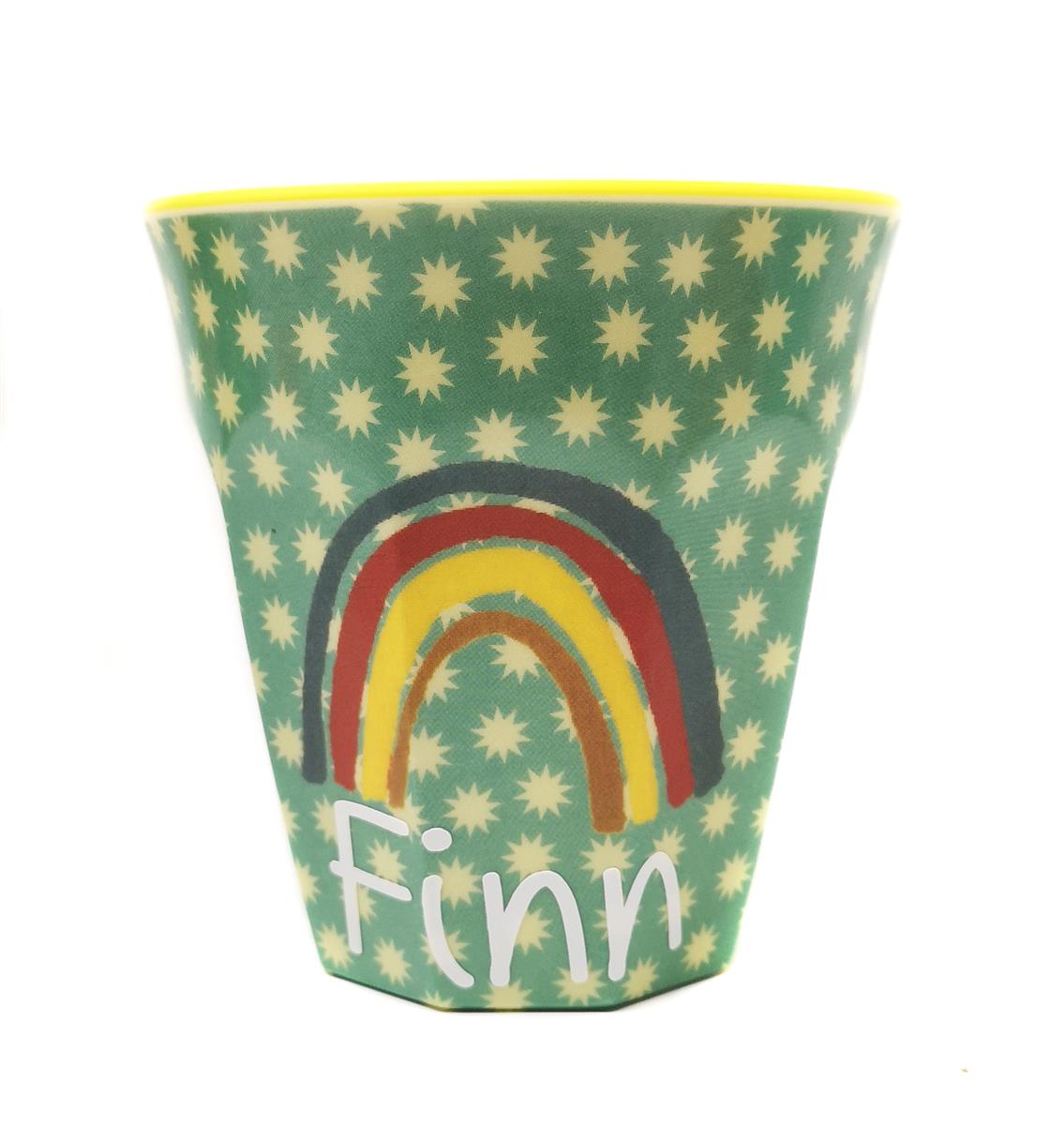Elfenstall Rice Becher mit Wunsch-Namen personalisiert Medium Regenbogen Rainbow