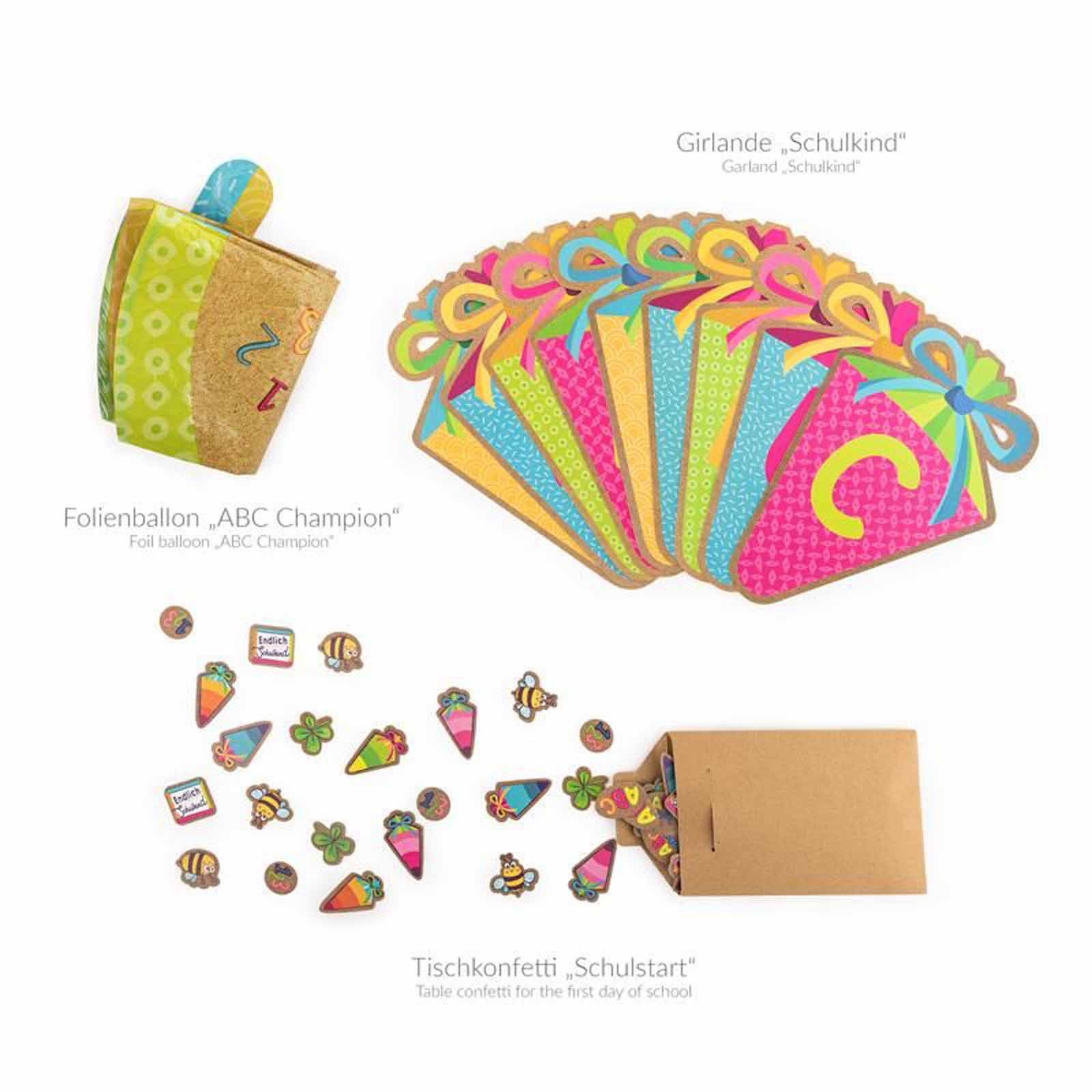 Trendhaus ABC Champions Schulstart Dekoset 3 teilig