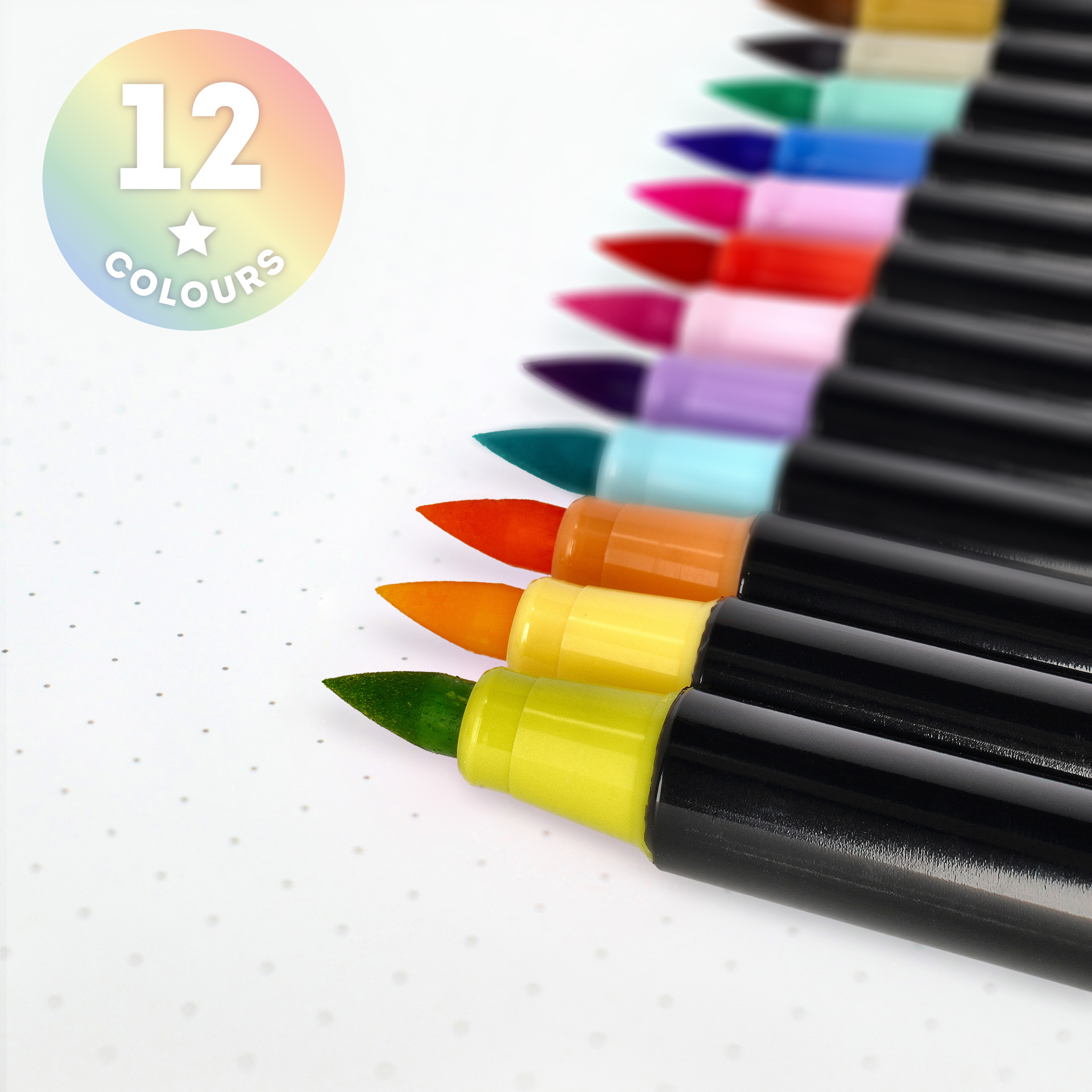Legami Brush Markers Set mit 12 Pinselstiften Pastel Colours