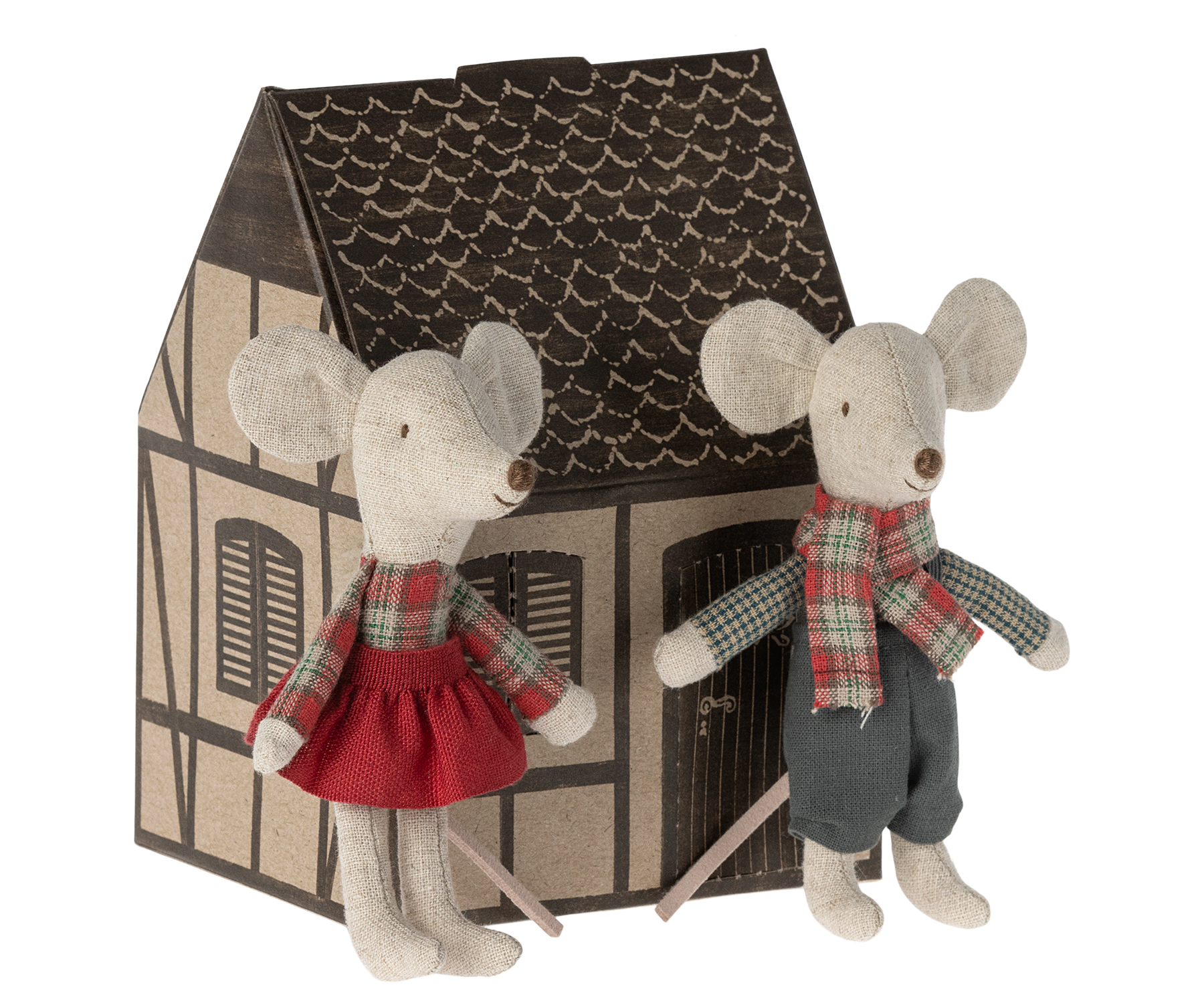 Maileg Wintermäuse Zwillinge Little Brother und Little Sister im Papphäuschen
