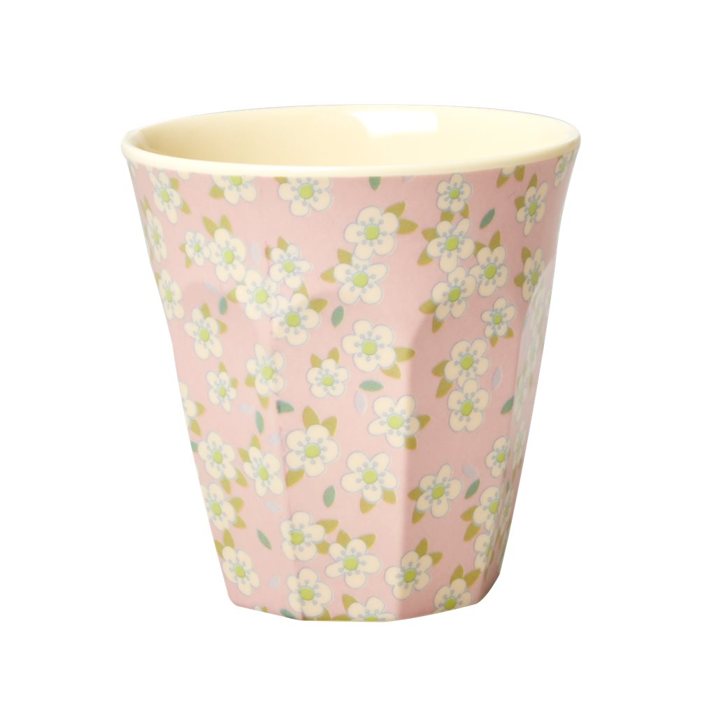 Elfenstall Rice Becher mit Wunsch-Namen personalisiert Medium Blumen Rosa