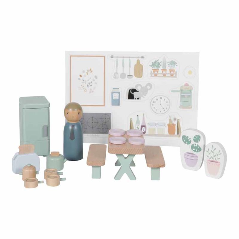 Little Dutch Puppenhaus Spielset Küche aus Holz 19 teilig Little Dutch Puppenhaus Spielset Küche aus Holz 19 teilig