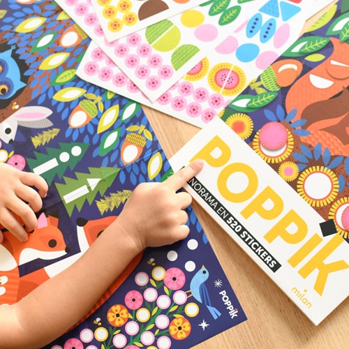 Poppik Stickerposter Panorama + 520 Sticker Motiv Tierbabys 3-8 J.