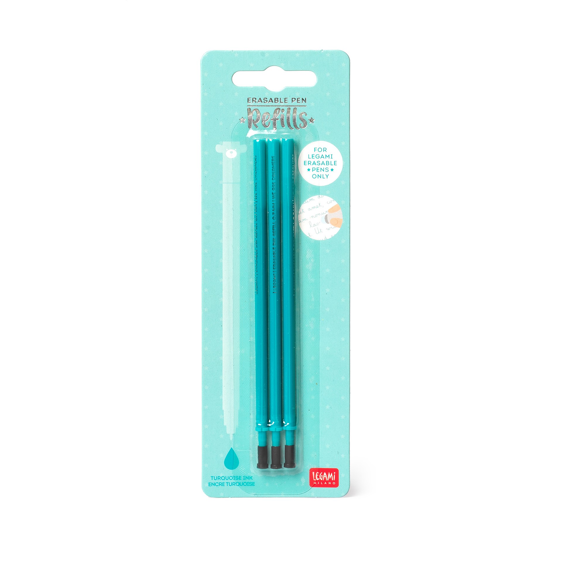 Legami 3 Ersatzminen für löschbaren Gelstift Turquoise Türkis