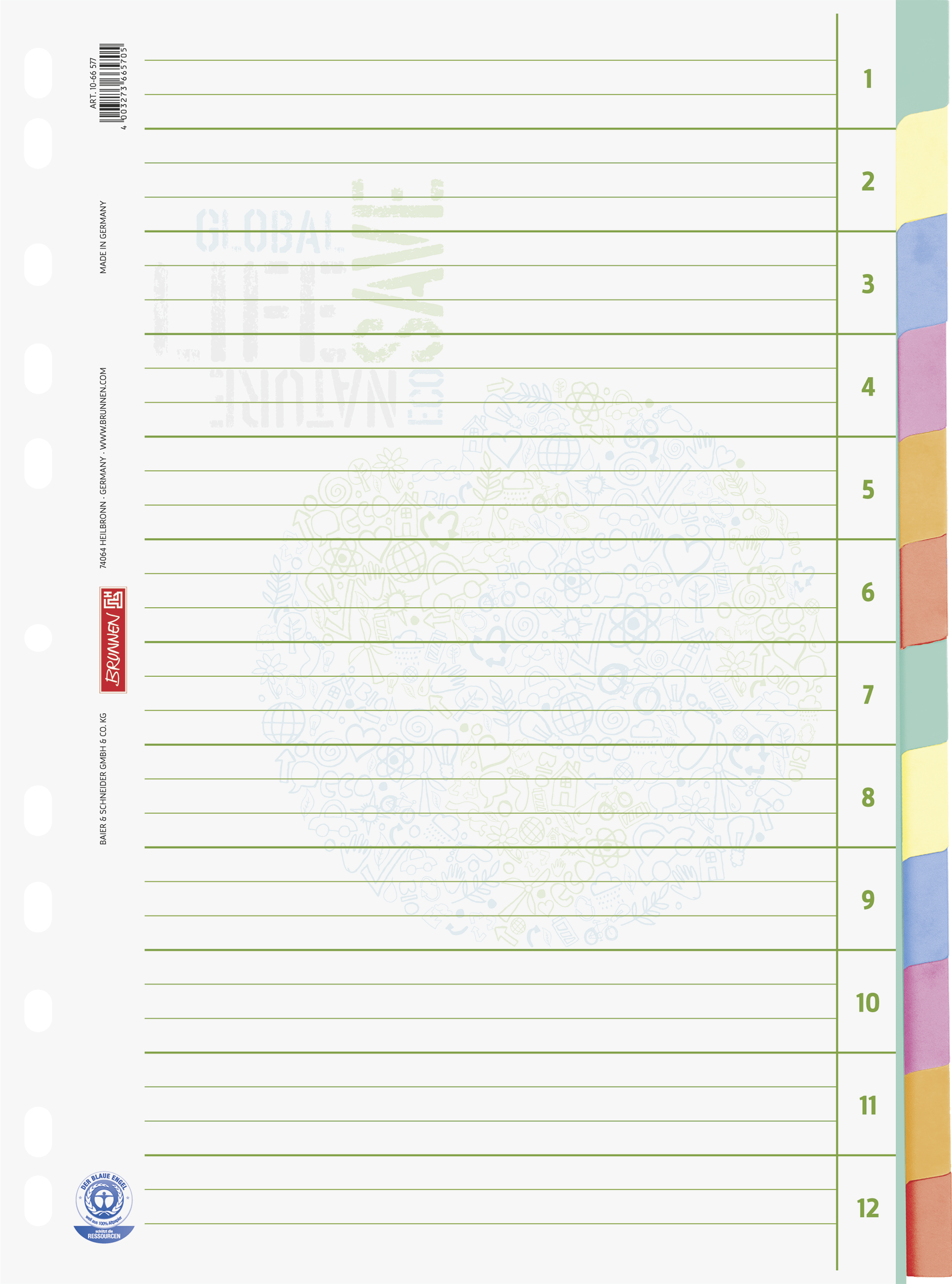Brunnen Ringbuchregister Blauer Engel DIN A4