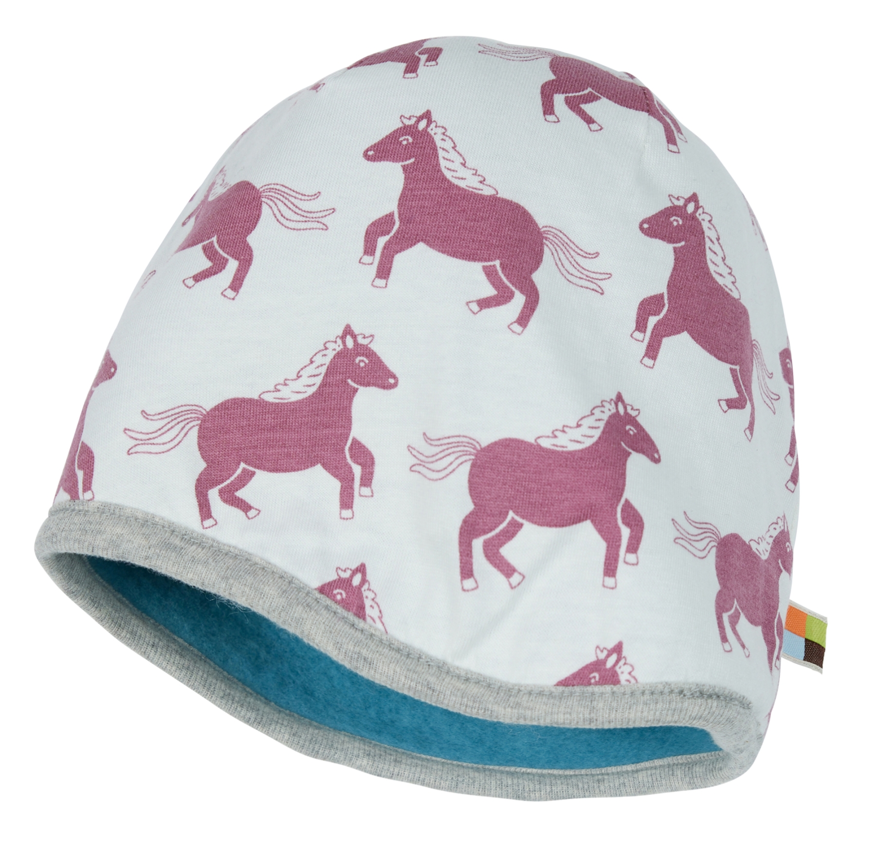 Loud + Proud Wendemütze Kindermütze Wollfleece topaz türkis Pferd 98/104 Loud + Proud Wendemütze Kindermütze Wollfleece topaz türkis Pferd 98/104