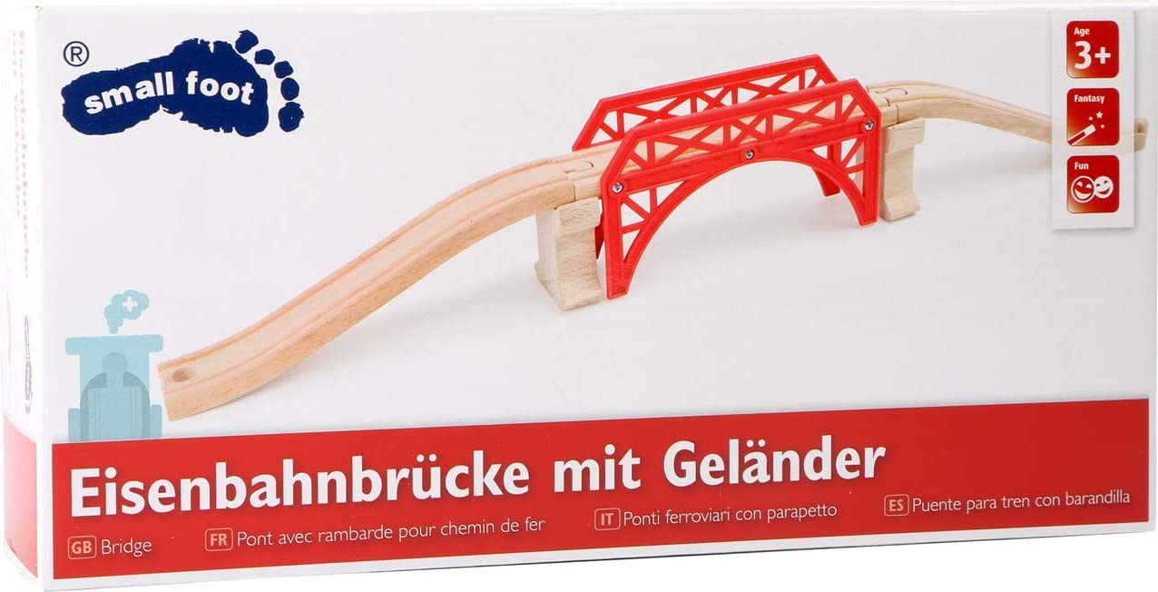 Small Foot Eisenbahnbrücke mit Geländer aus Holz