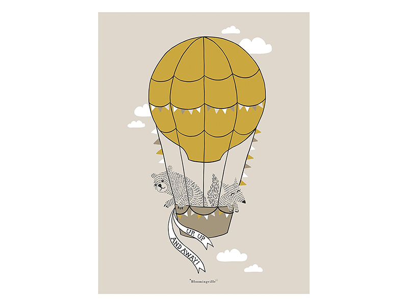 Bloomingville Kinderposter 40 x 30 cm Heißluftballon gelb Bloomingville Kinderposter 40 x 30 cm Heißluftballon gelb