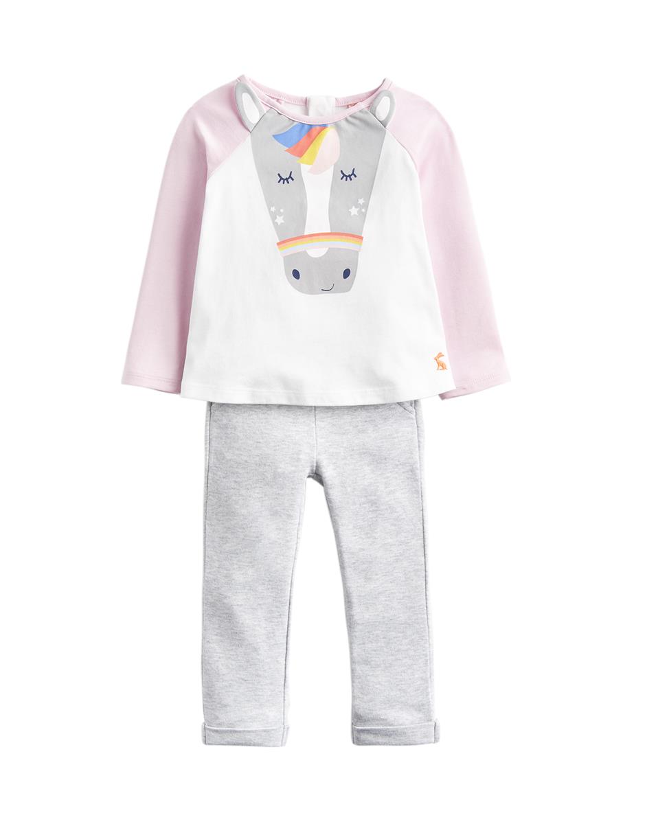 Tom Joule Baby Amalie Set Shirt Hose Pferd rosa grau 3-6 Monate