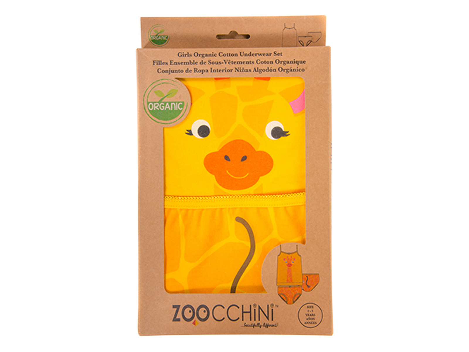 Zoocchini Mädchen Unterwäsche-Set aus Bio-Baumwolle 2-3 Jahre Giraffe gelb