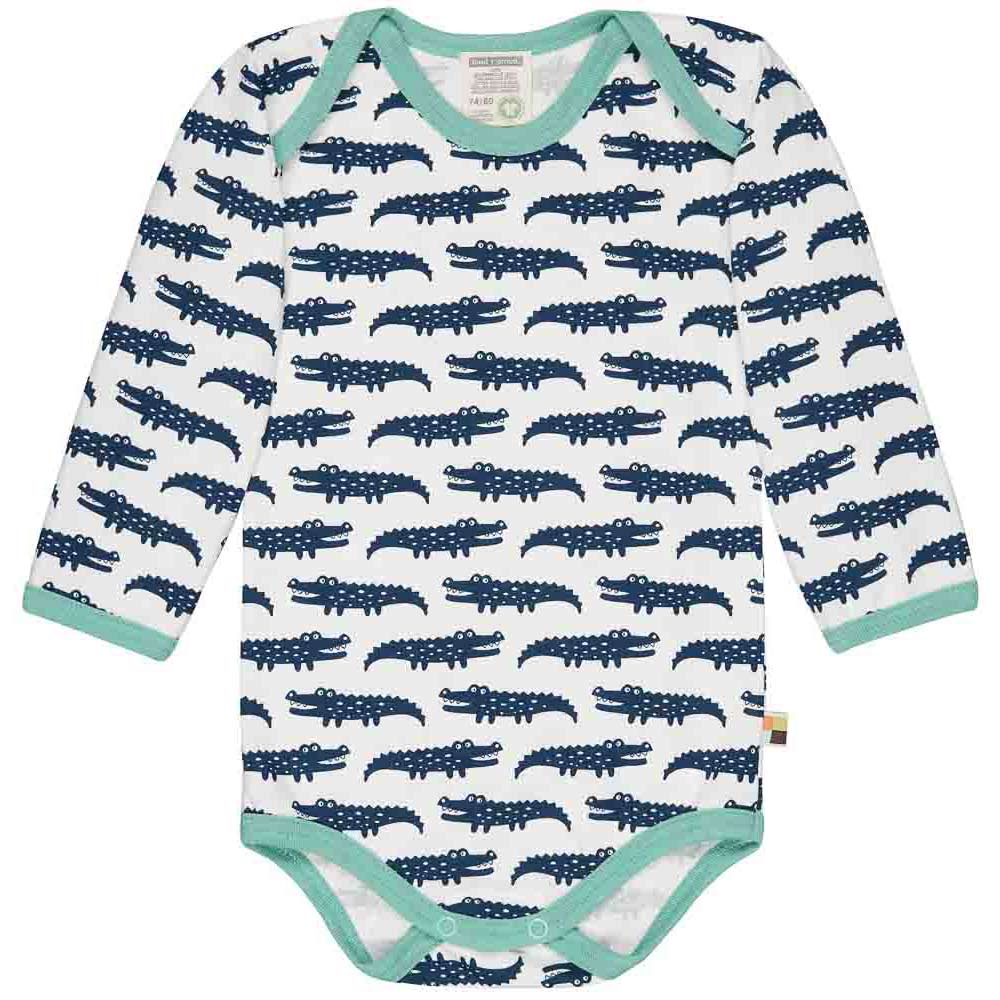 Loud + Proud Babybody Body langarm Krokodil ultramarin 74/80