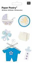 Rico Design Paper Poetry 3D Sticker zur Geburt blau