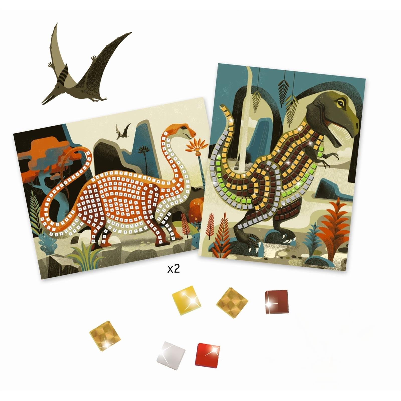 Djeco Glitzer-Mosaik Dinosaurier Dino Klebebilder mit Moosgummisticker