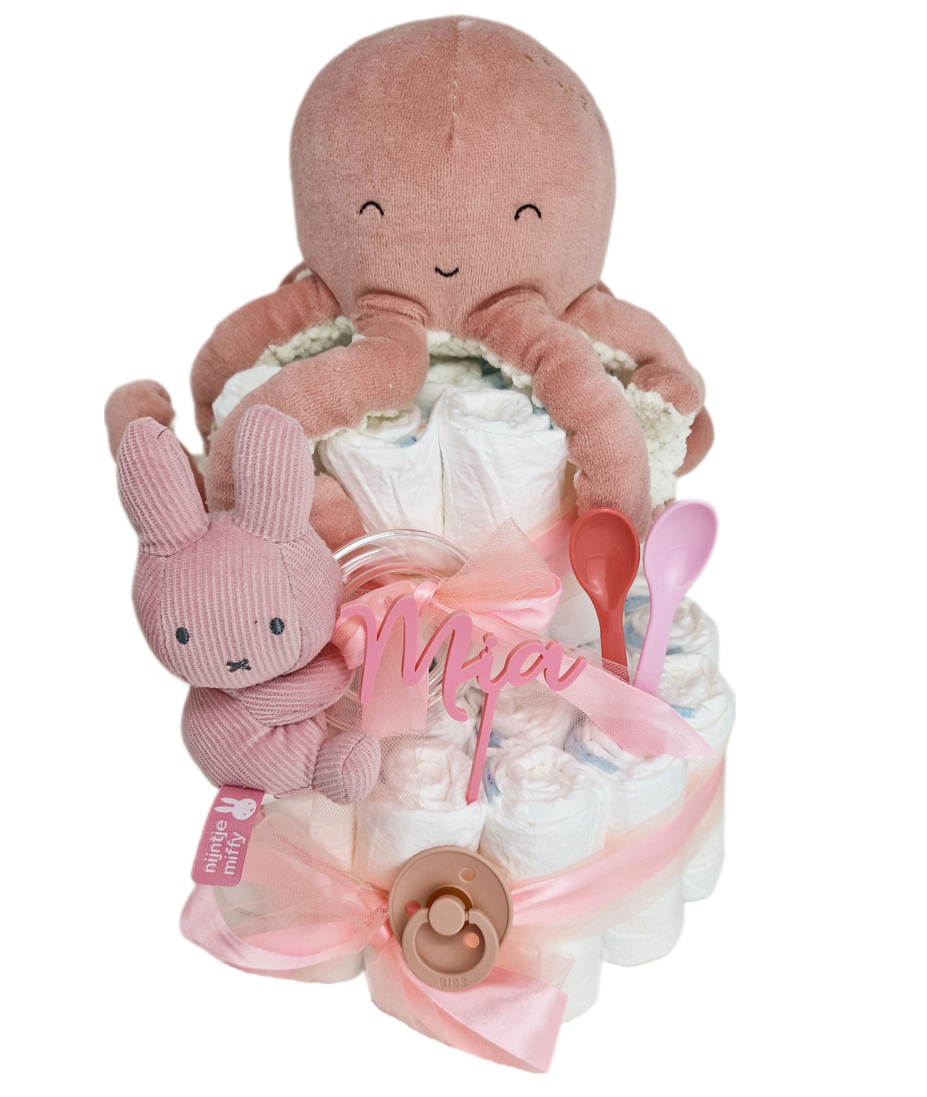 Elfenstall Windeltorte Pamperstorte Kuscheltier Oktopus rosa Elfenstall Windeltorte Pamperstorte Kuscheltier Oktopus rosa