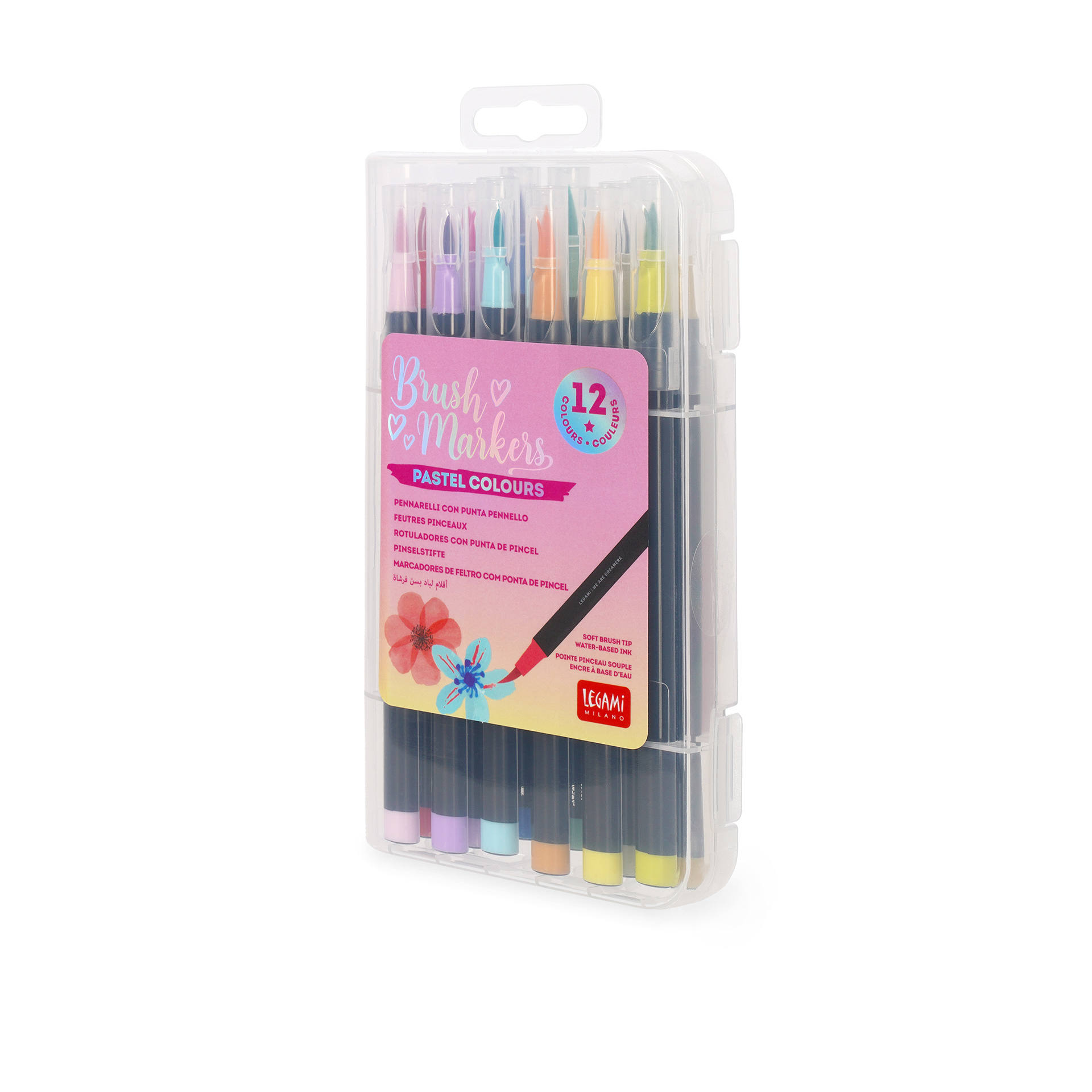 Legami Brush Markers Set mit 12 Pinselstiften Pastel Colours