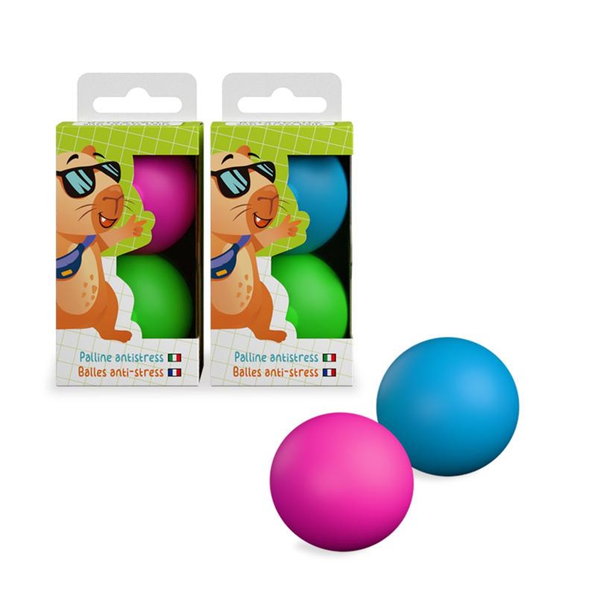 Trendhaus Class-6 Antistress- & Relaxbälle 2er-Set, sortiert