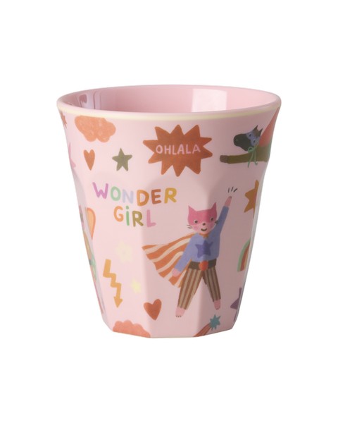 Rice Trinkbecher Melaminbecher Pink Hero Print Medium