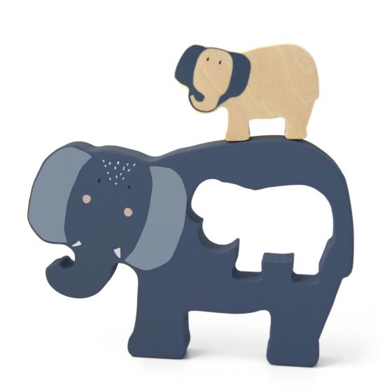 Trixie Holz Baby-Puzzle Mrs. Elephant Elefant blau
