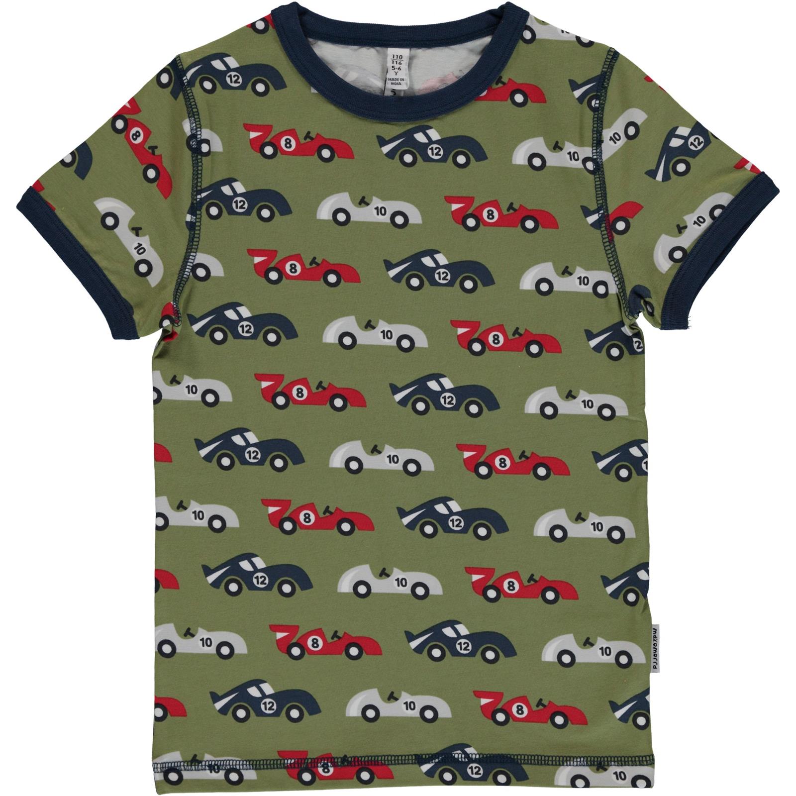 Maxomorra Kinder T-Shirt Shirt Oberteil Top kurzarm Rennauto