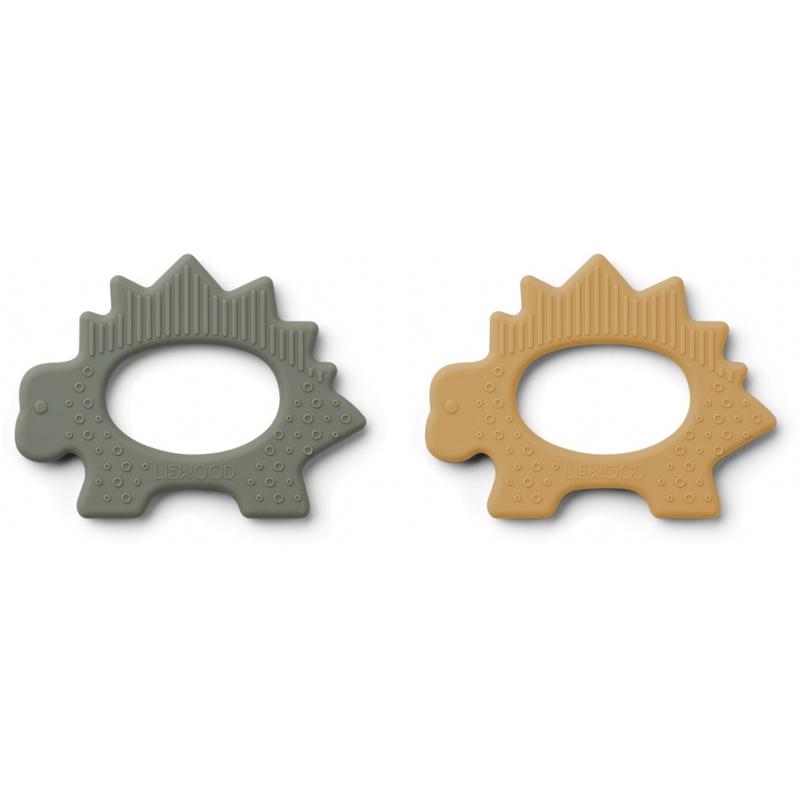 Liewood Geo Beißring Dino, 2er Set grün gelb