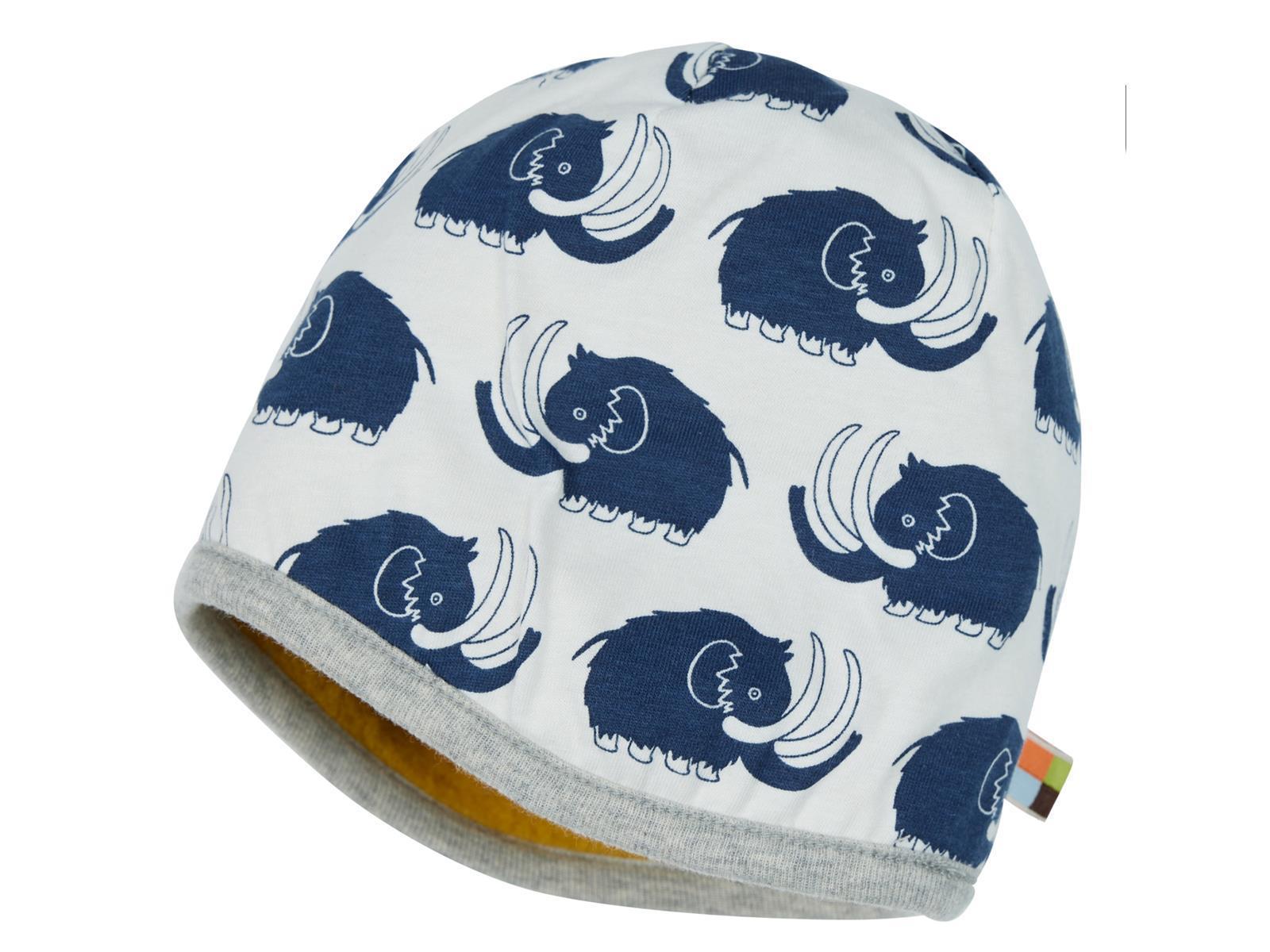 Loud + Proud Wendemütze Kindermütze Wollfleece Curry Mammut 62/68