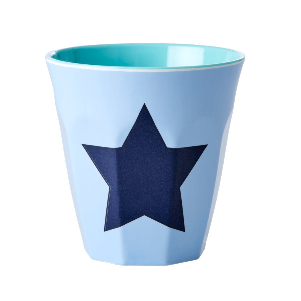 Elfenstall Rice Becher mit Wunsch-Namen personalisiert Medium Stern blau