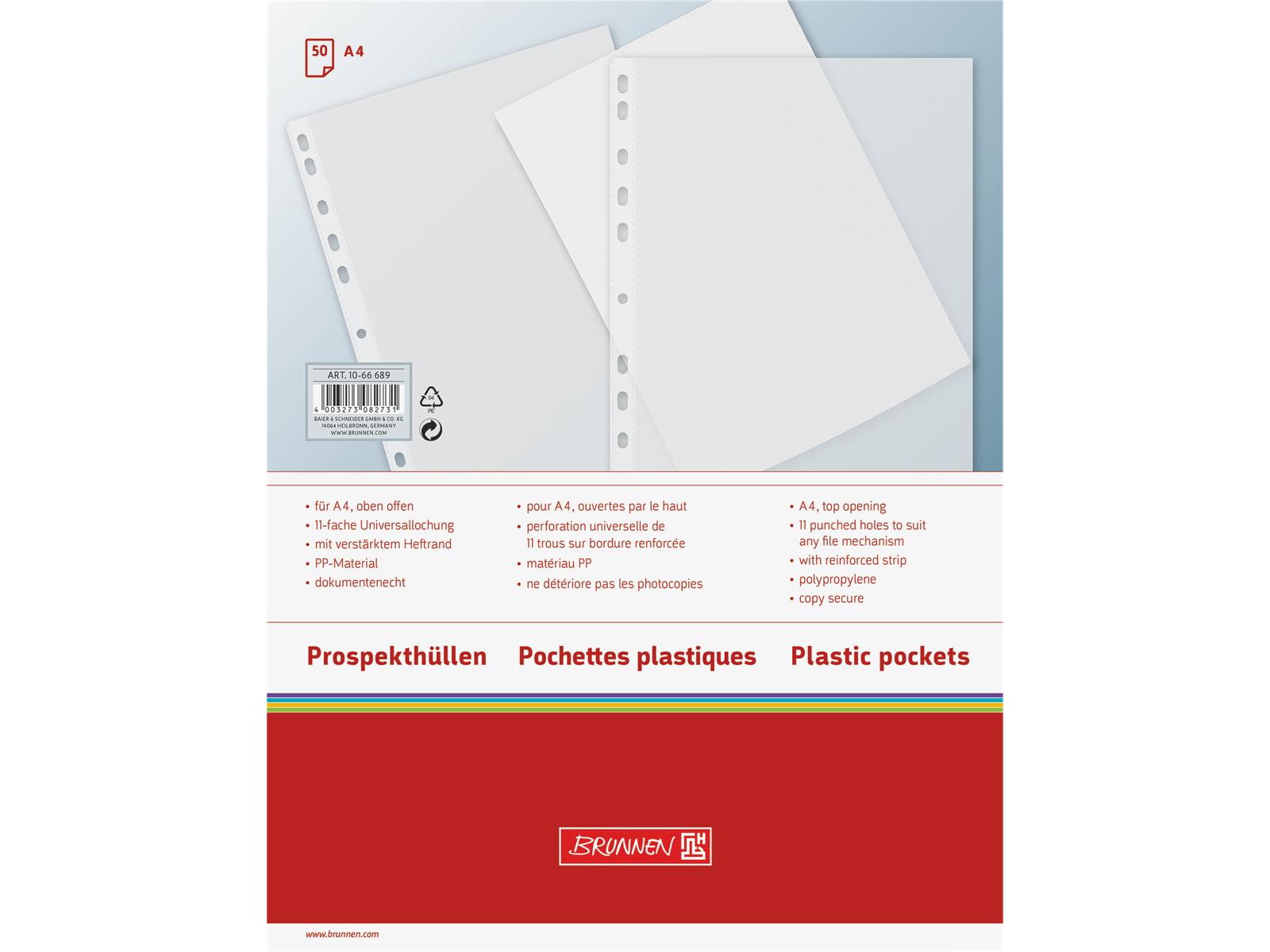 Brunnen Prospekthülle Din A4 transparent 50 Stück