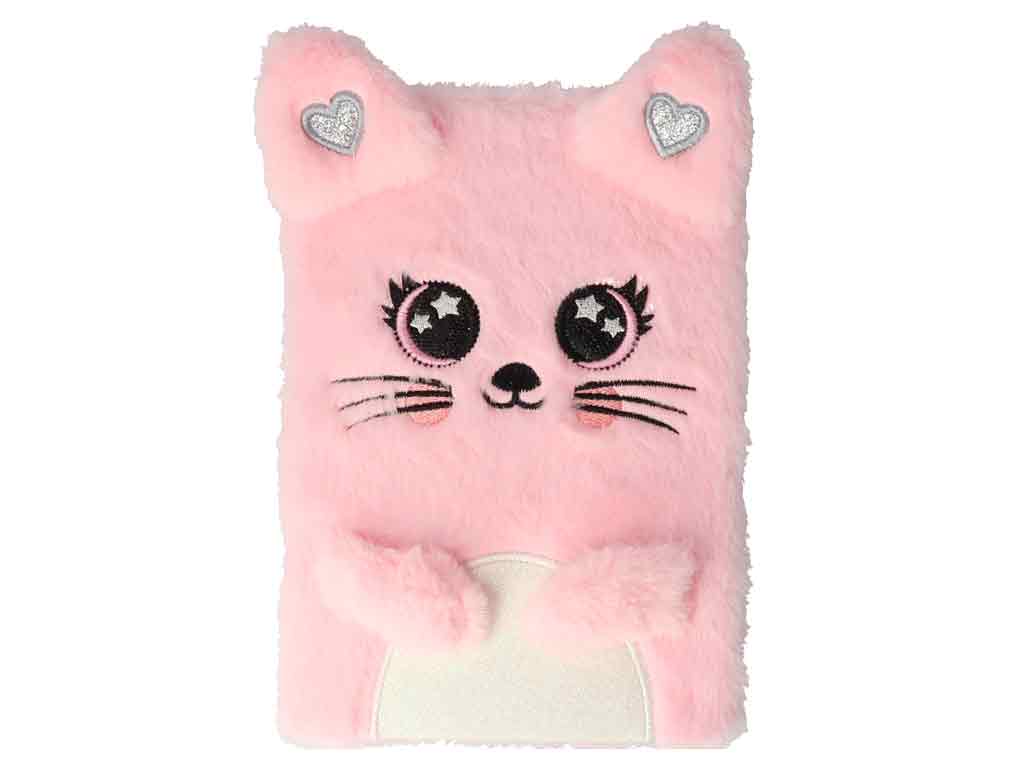B Klostermann Plüsch Notizbuch Cutie Katze pink