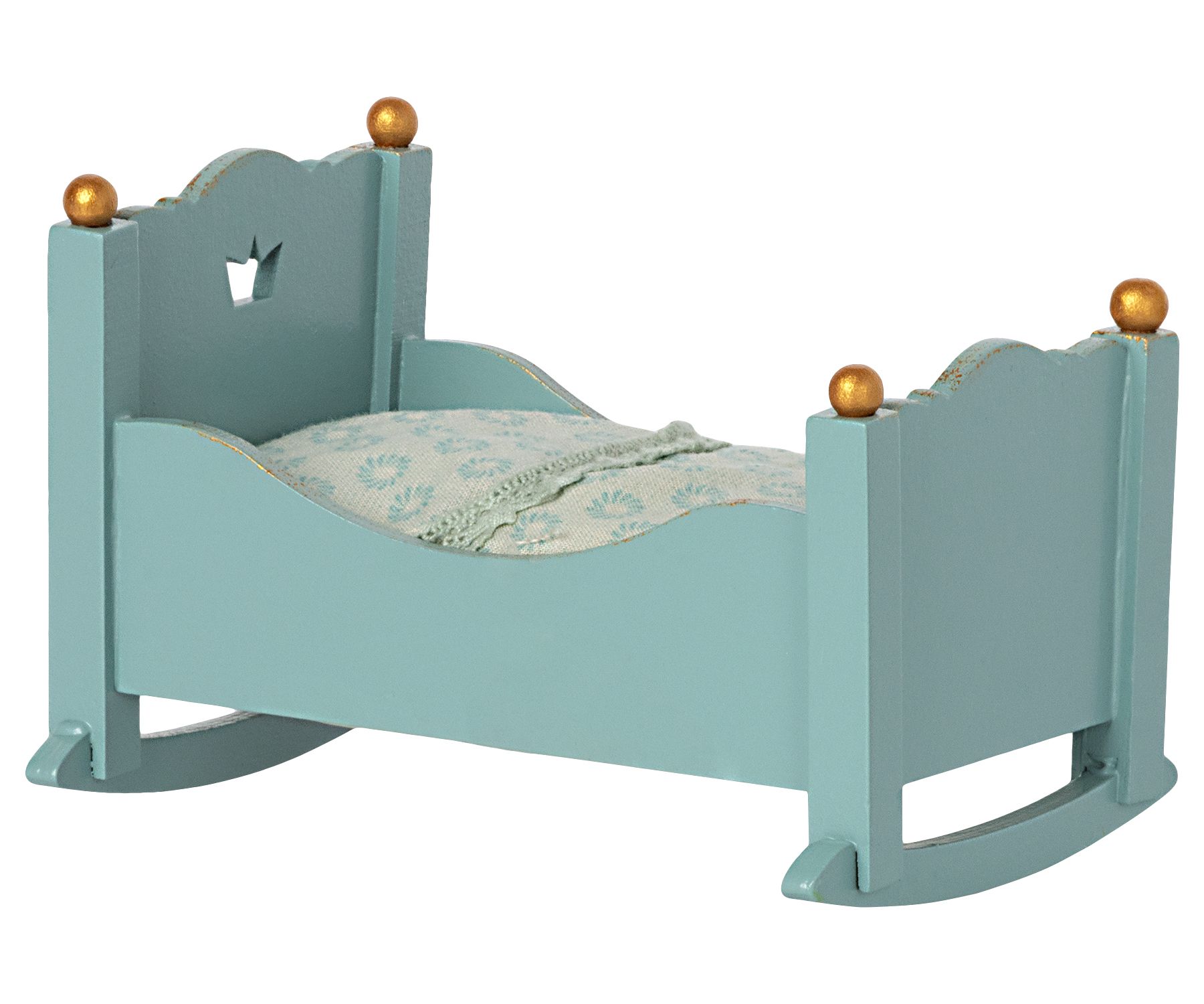 Maileg Wiege aus Holz für Babymaus blau