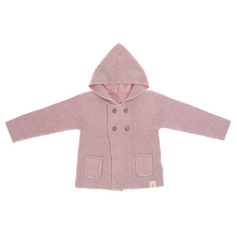 Lässig Baby-Jacke Strickjacke mit Kapuze rosa Größe 74/80