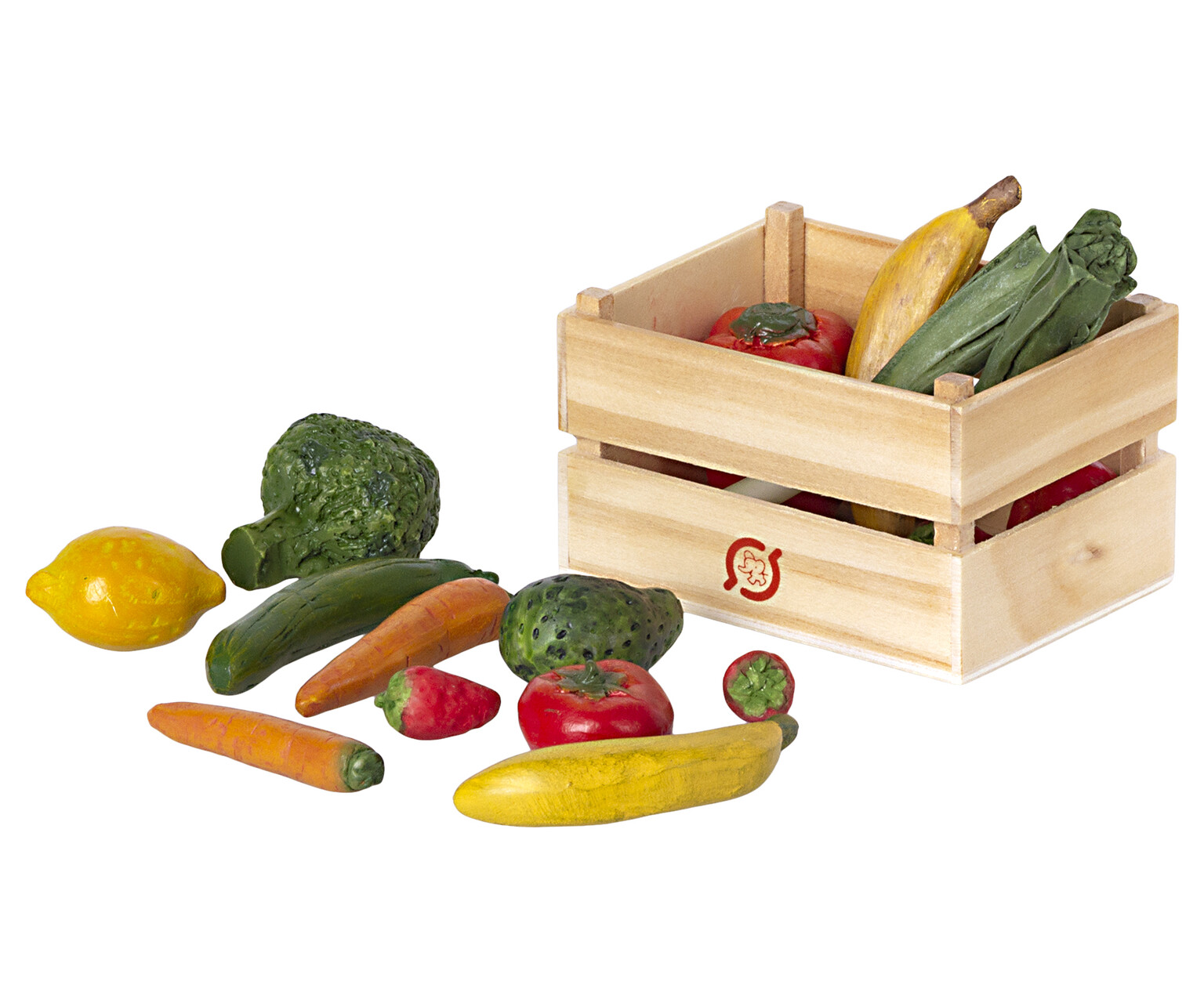 Maileg Obst und Gemüse in Holz-Kiste Miniatur