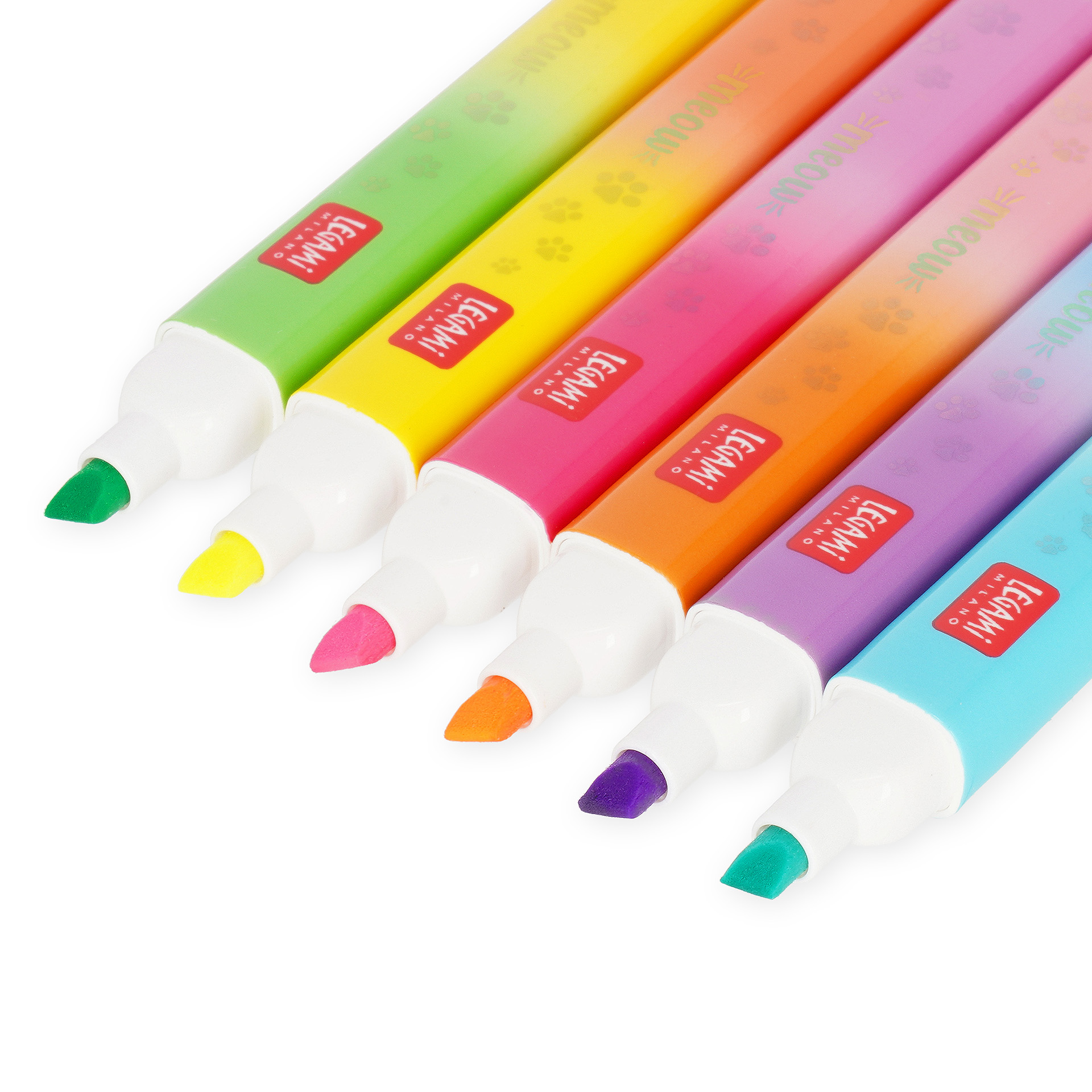 Legami Set mit 6 Textmarkern mit Doppelspitze Meow Kitty Katze