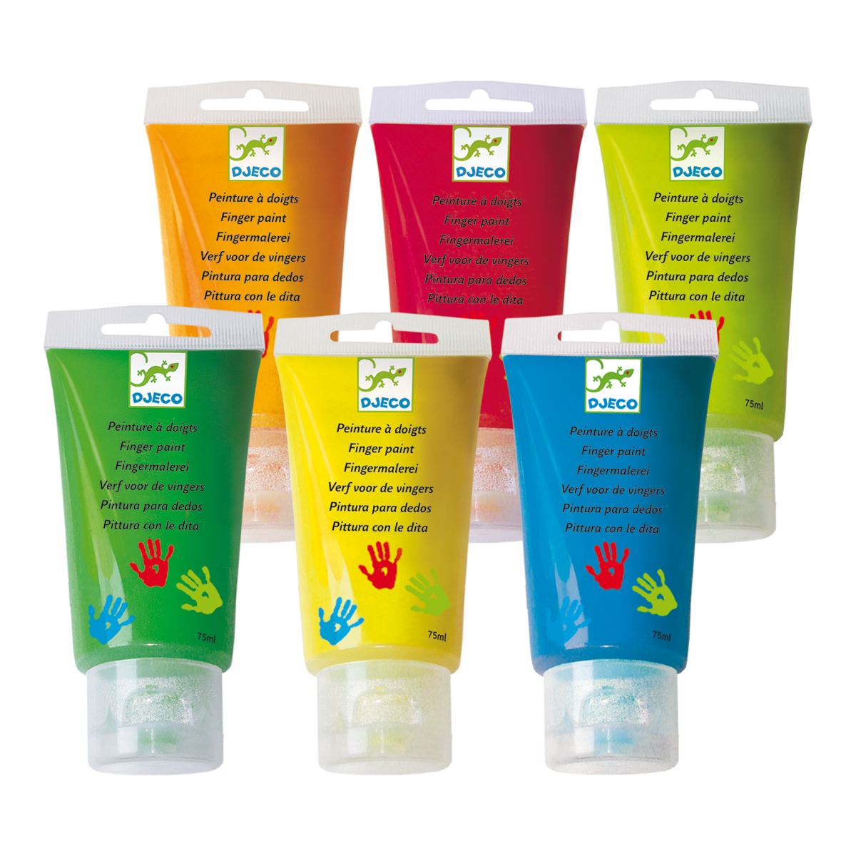 Djeco Fingerfarben Fingermalfarben mit 6 verschiedenen Farben