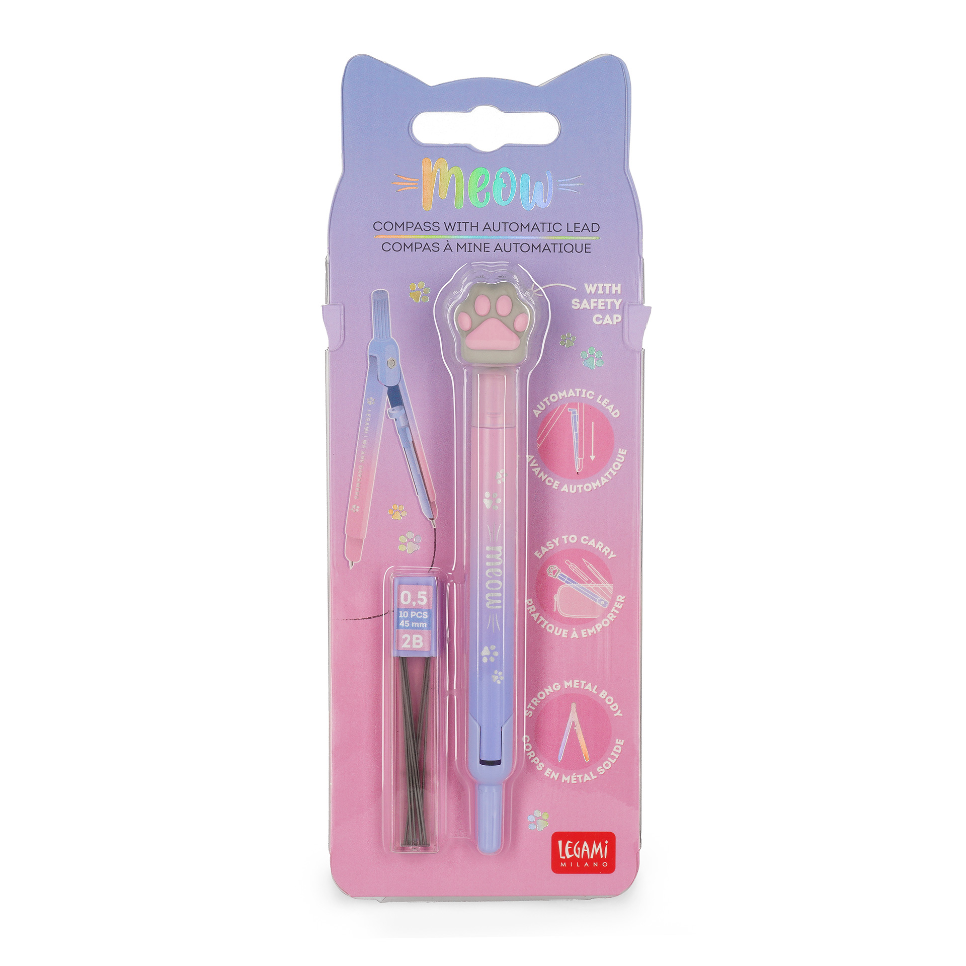Legami Zirkel Meow mit automatischer Mine Kitty Katze