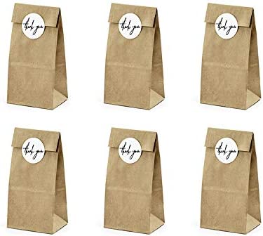 PartyDeco Papiertüten Geschenktüten in Braun inklusive Thank You Sticker 6 Stück PartyDeco Papiertüten Geschenktüten in Braun inklusive Thank You Sticker 6 Stück