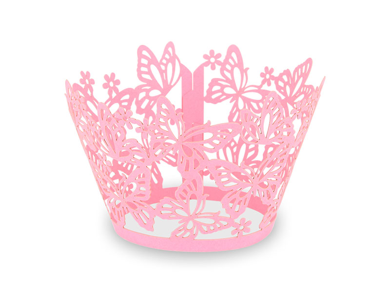 Elfenstall Muffin Zierumrandung 12 Stück Schmetterling Pink