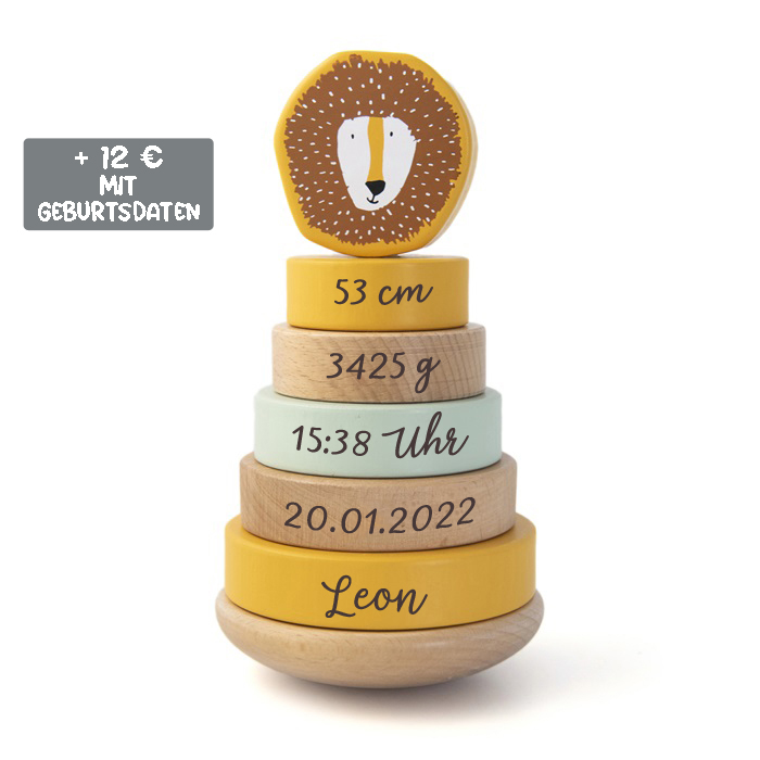 Trixie Baby Stapelturm mit Ringen aus Holz Mr. Lion Löwe gelb