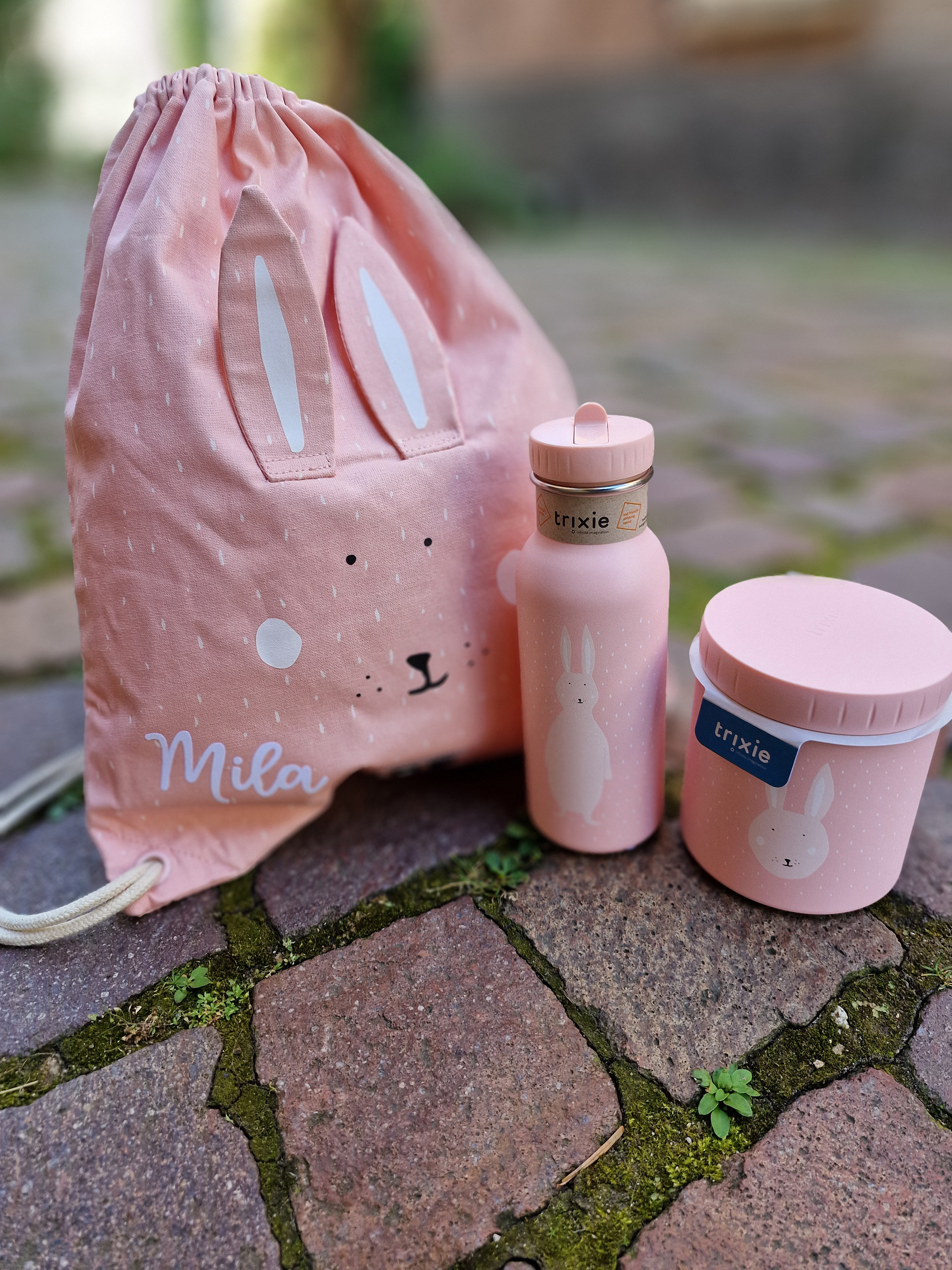Trixie Trinkflasche aus Edelstahl Mrs Rabbit Hase 500ml personalisiert